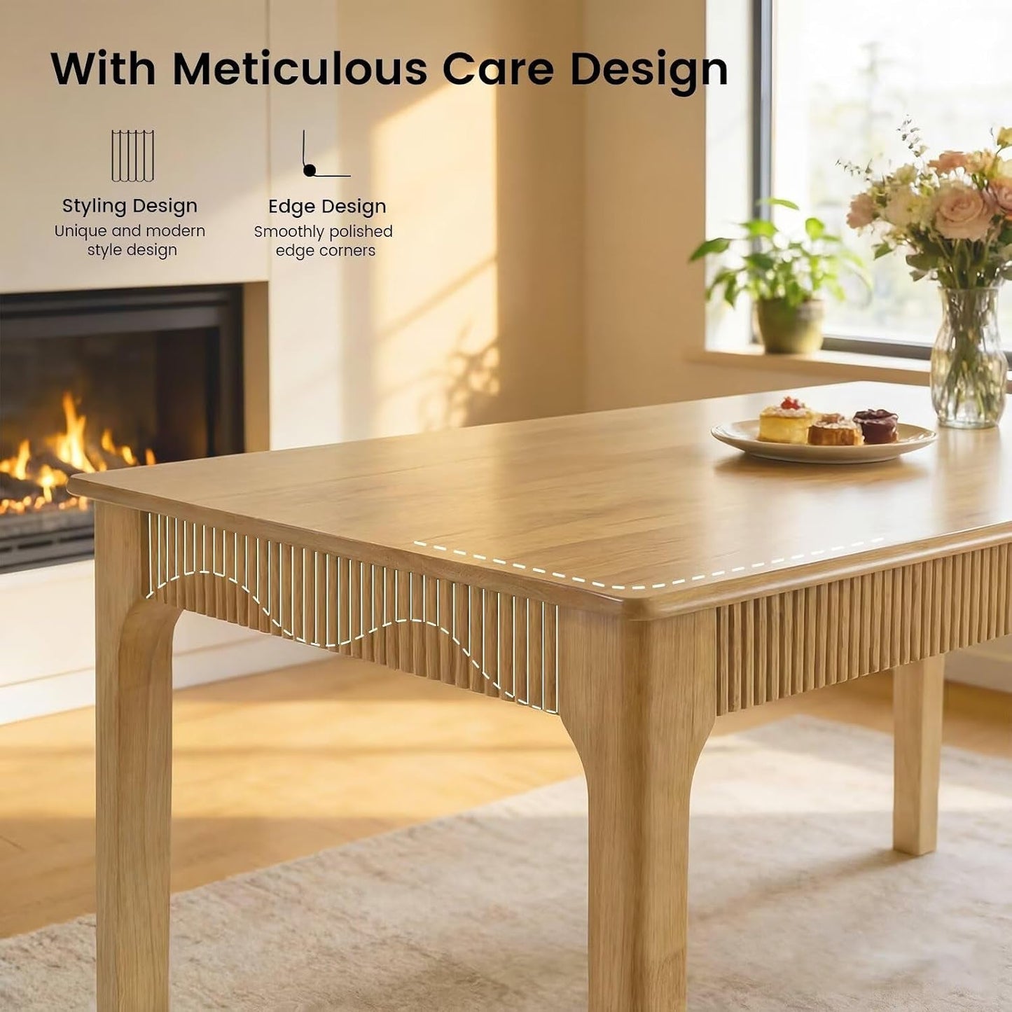 Solid Oak Rectangular Dining Table Contemporary Farmhouse