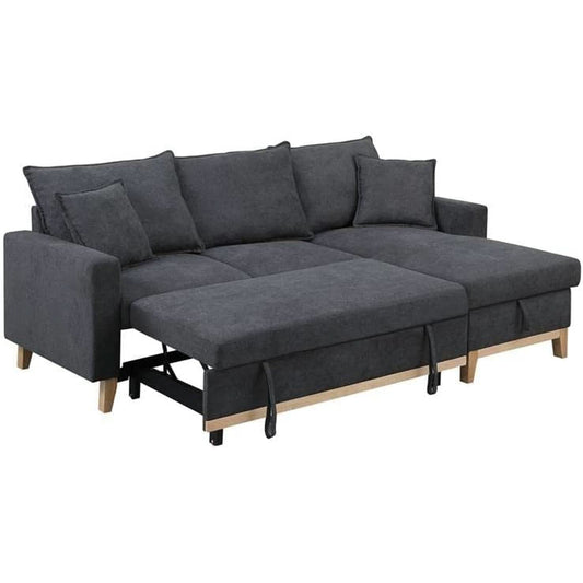 Gray Reversible Sleeper Sectional With Storage Chaise