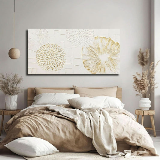 Elegant White Floral Canvas Wall Art 24x48 Inches Wide