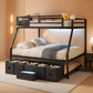 Industrial Grade Metal Twin Over Full Bunk Bed Black