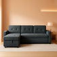 Gray Microfiber L Shape Sleeper Sofa With USB Ports Storage