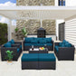 Patio Furniture Set 7 Piece Peacock Blue Anti Slip Cushions-2