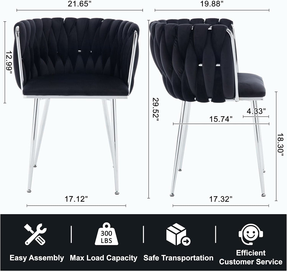 Black Velvet Upholstered Dining Chairs For Couples