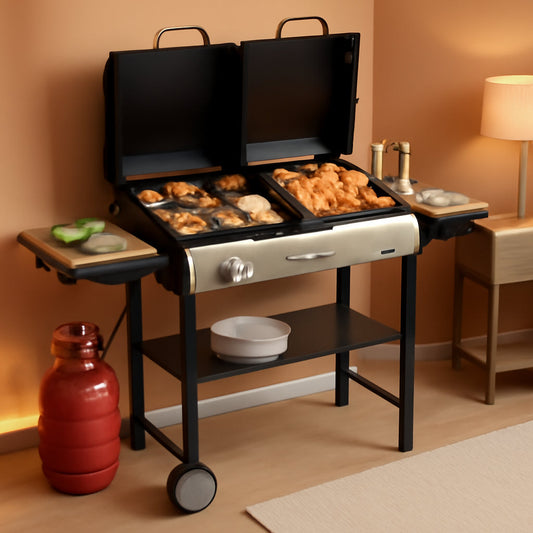 Propane Charcoal Grill Multifunctional Lid Outdoor Backyard