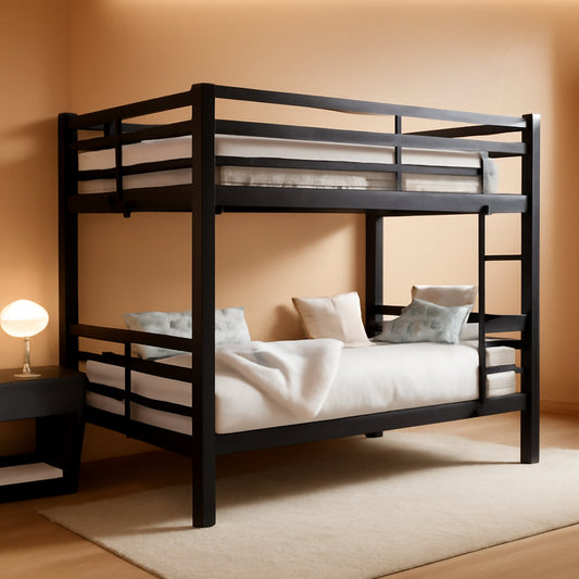 Twin Over Twin Industrial Grade Steel Bunk Bed Black Finish