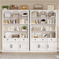 White Farmhouse Arched Bookcase Featuring Large Drawer