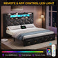 Queen Size Black Upholstered Bed Frame USB Charging