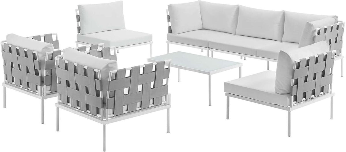 8 Piece White Aluminum Outdoor Patio Furniture Set-2