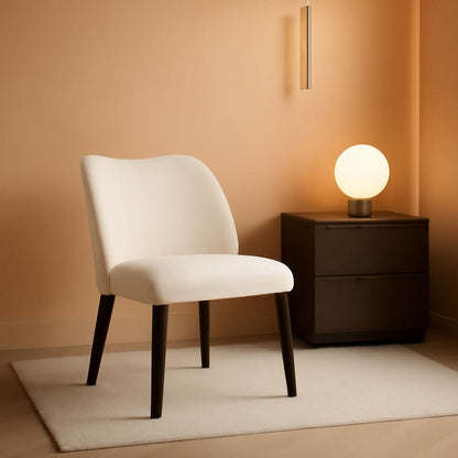Upholstered Dining Chairs Pair Beige Fabric Wood Legs