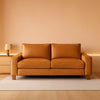Faux Leather Loveseat Sofa 71Inch Brown Solid Wooden Frame