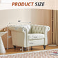 2 Piece Chesterfield Faux Leather Living Room Set Loveseat And Chair With Scroll Arms And Nailhead White