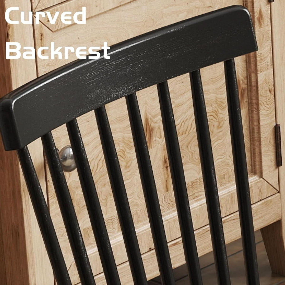 Windsor Spindle Back Dining Chair Armless Black Wood
