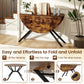 Sturdy Construction Round Brown Folding Dining Table