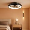 20 Inch Black Flush Mount Ceiling Fan With Dimmable Lights