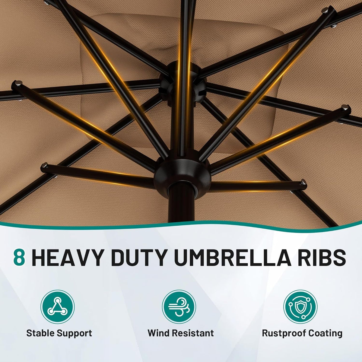 Beige 8x10 Foot Rectangular Patio Umbrella Valance