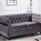 Modern Pink Velvet Chesterfield Loveseat With Tufted Back