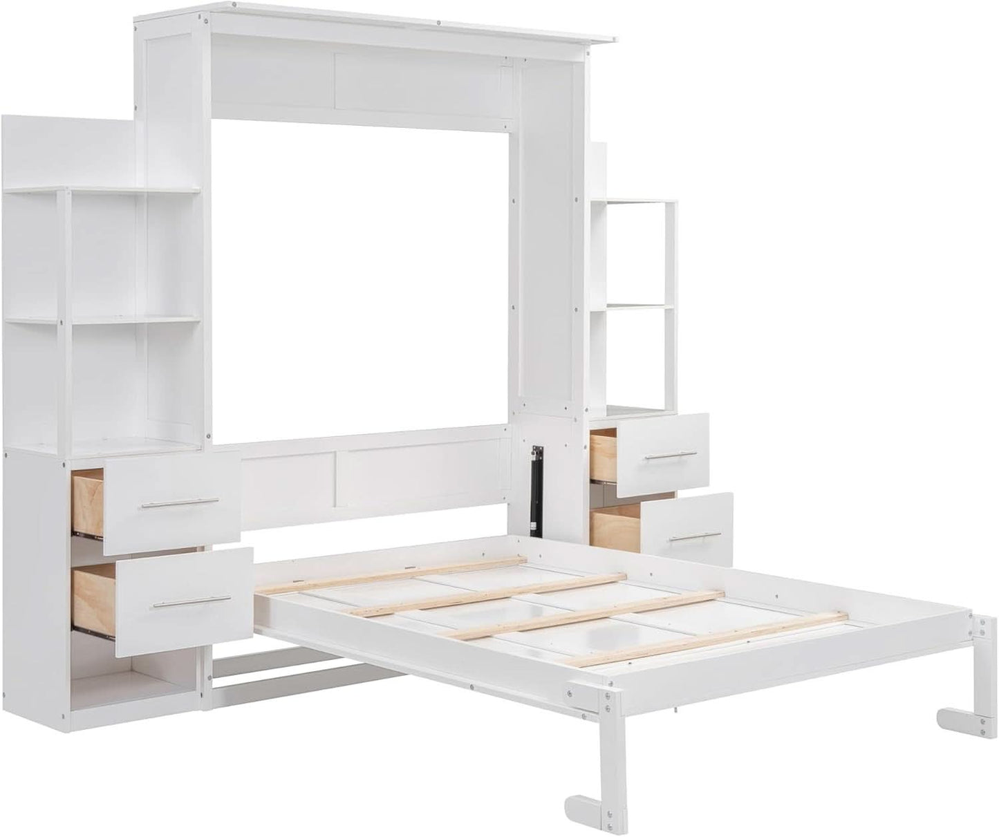 Full Murphy Wall Bed With Wardrobe Storage Solutions-4