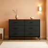 Black Rustic Dresser With TV Stand And Six Drawers