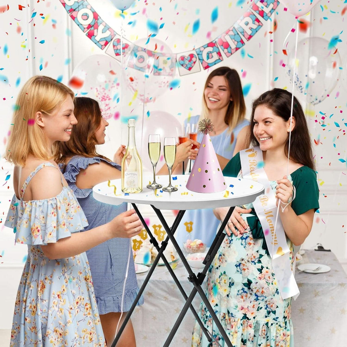 White Thirty Two Inch Folding Cocktail Table High Top