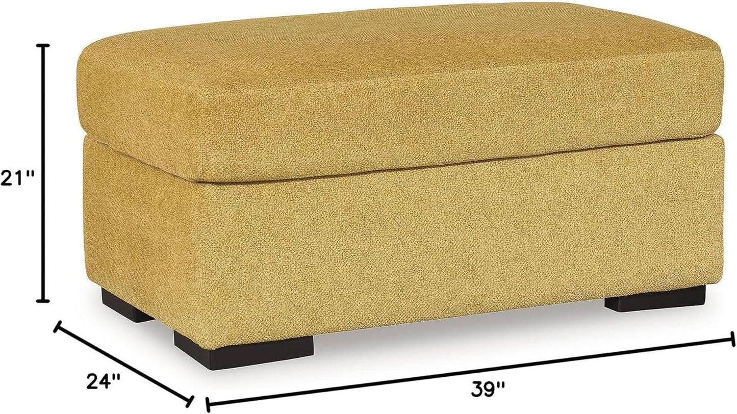Yellow Modern Ottoman With Premium Upholstery Fabric