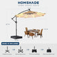 10Ft Offset Patio Umbrella Weatherproof LED Lights