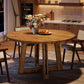 Round Hardwood Dining Tabletop Rustic Brown Finish