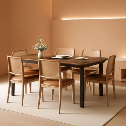 Industrial Wood Dining Table 78.7 Inches Long Brown Finish