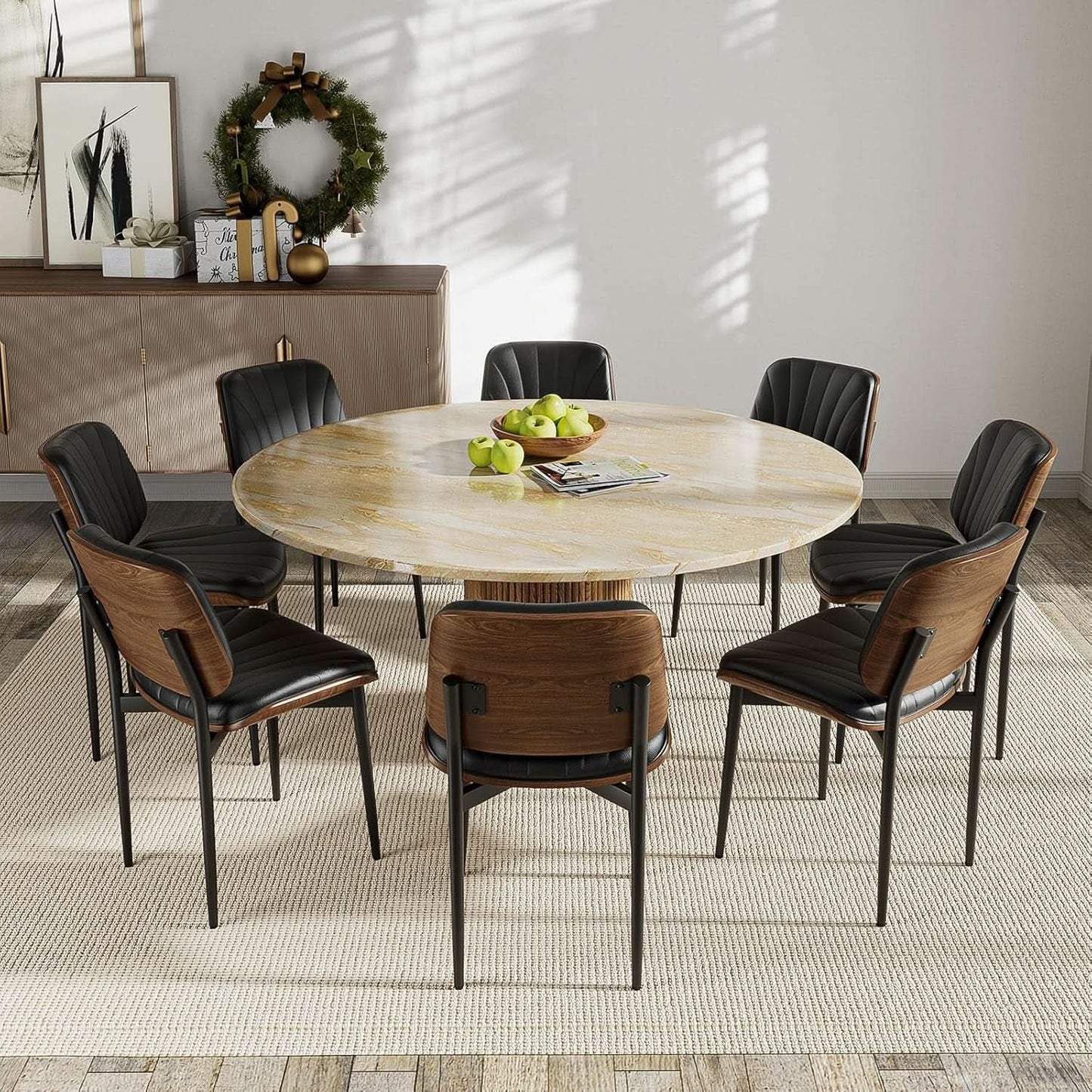 WalnutBack PULeather Dining Room Chairs Set Two Pack
