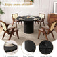 Round Dining Table For 4 47 Inch Black Wood Strip Base Kitchen Table