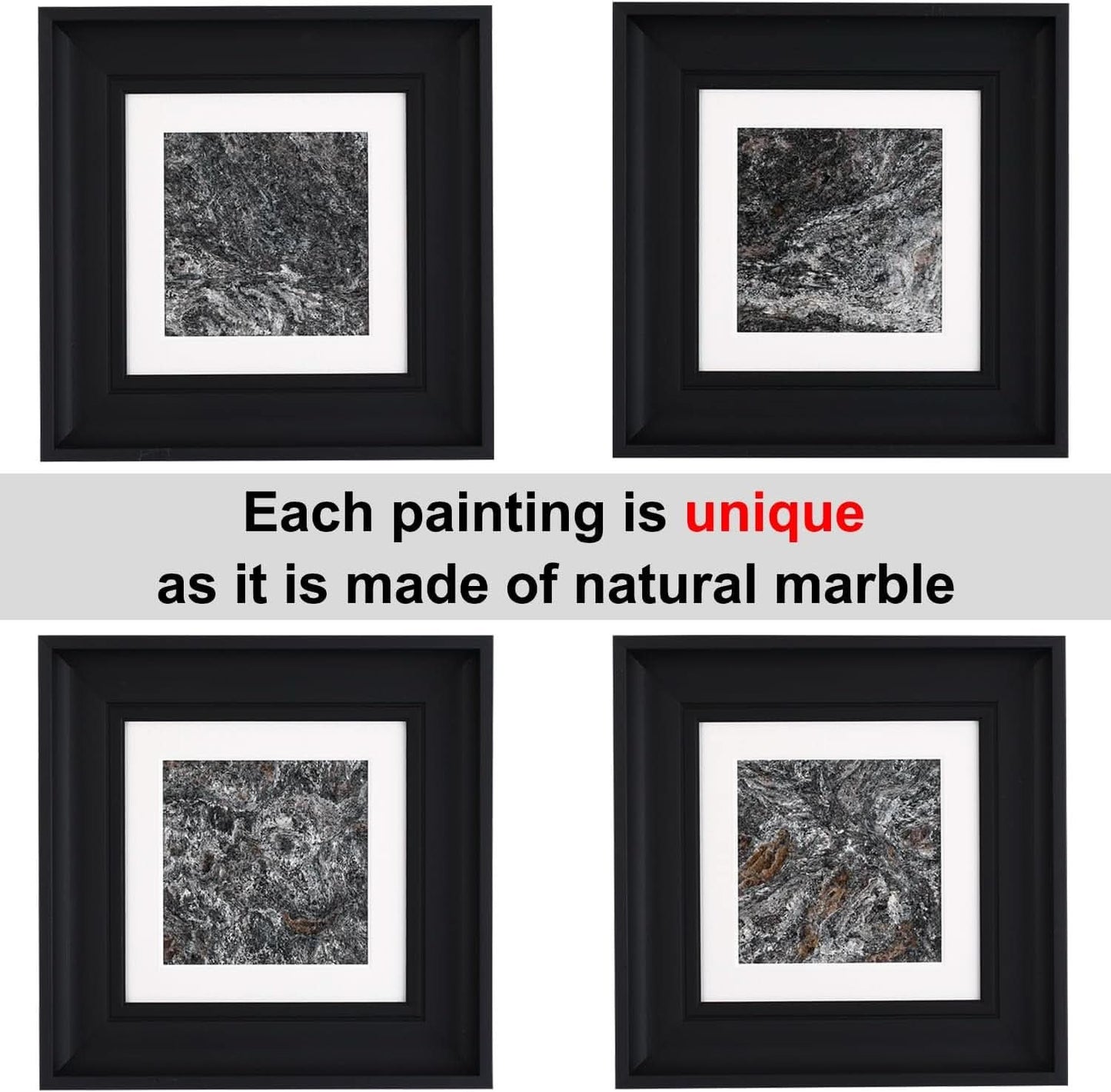 Framed Premium Natural Marble Wall Art 14x14 Inches