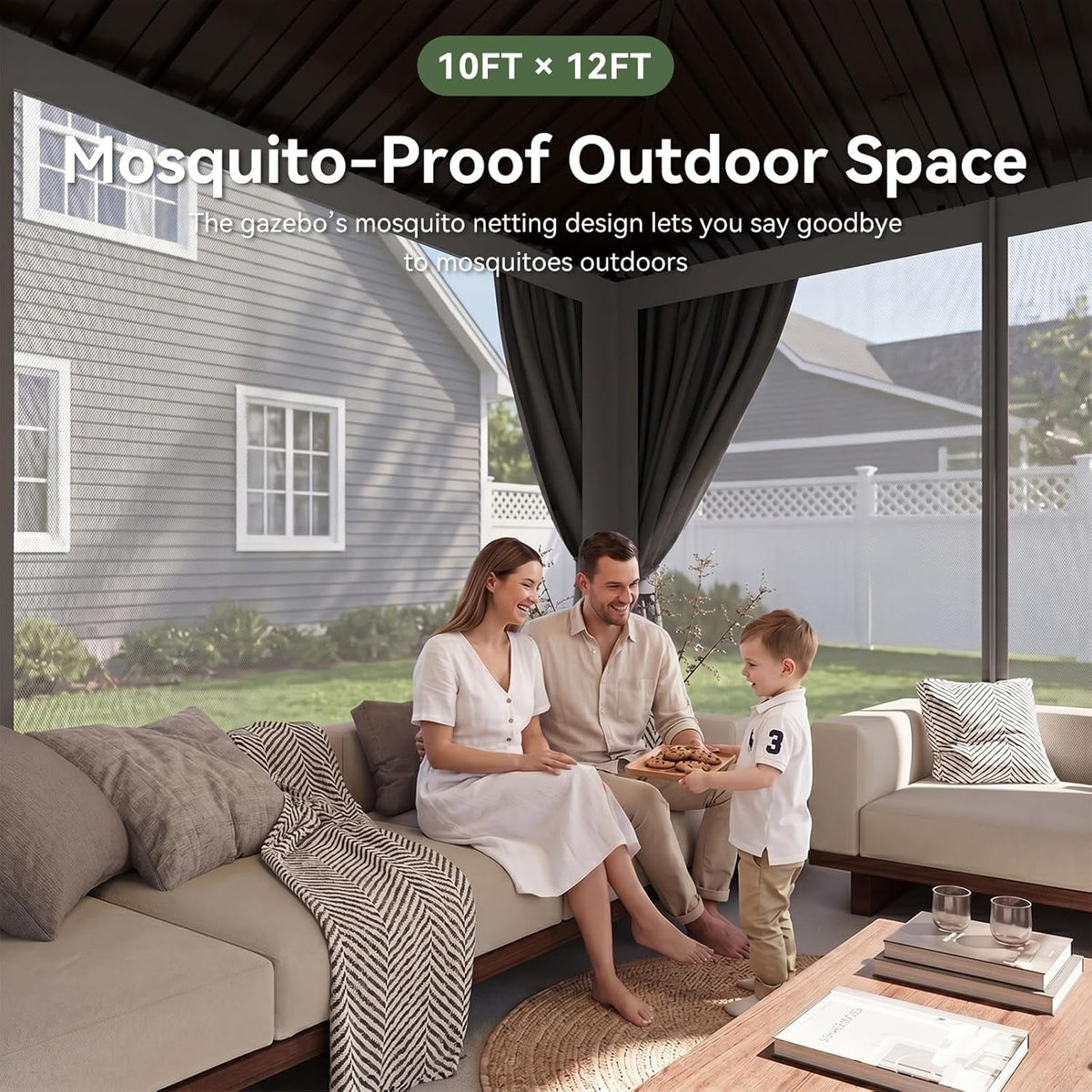 10x12 Backyard Gazebo Double Galvanized Roof Netting