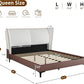 Queen Size White Platform Bed Headboard Wingback Plush
