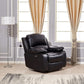 Power Reclining Bonded Leather Living Room Set Black