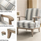 Patterned Upholstered Accent Chair With Wooden Base