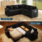 Black 83Inch Deluxe Sleeper Sectional Sofa With Storage