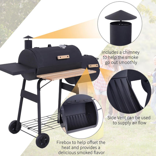 FortyEightInch Portable Charcoal Grill Offset Smoker