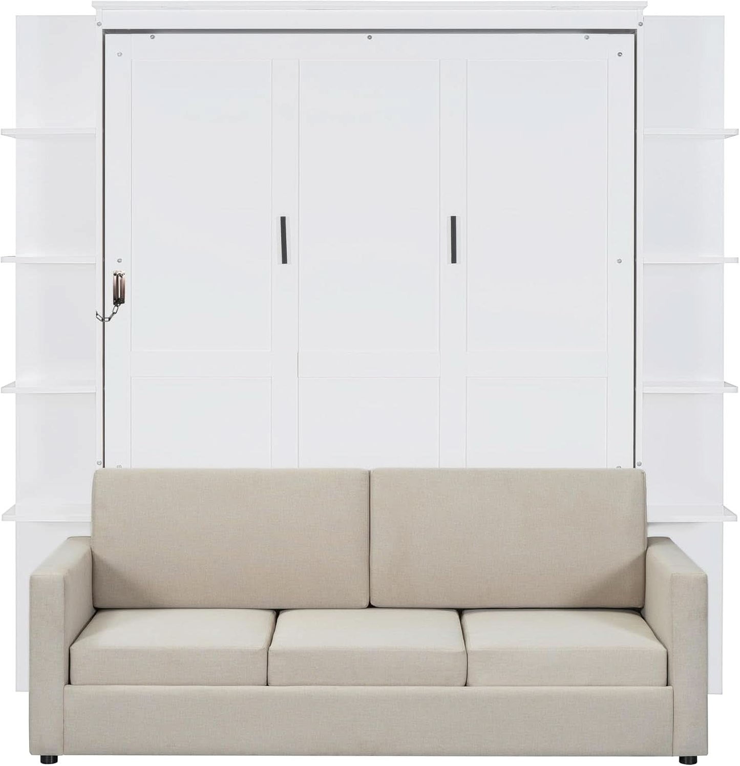 Queen Murphy Bed With White Supreme Ultra Comfort Sofa