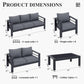 Aluminum Patio Set 7 Piece With Waterproof Covers Grey
