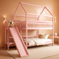 Pink Full Over Full Bunk Bed Playhouse With Stairs Storage