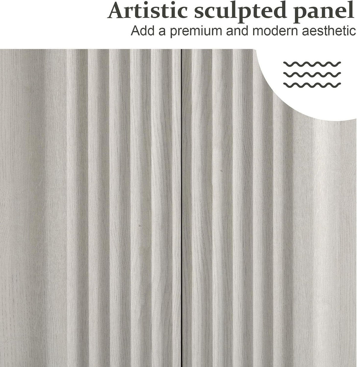 White Fluted Sideboard Cabinet With Adjustable Shelves