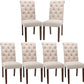Dark Beige Textured Upholstered Parsons Dining Chairs