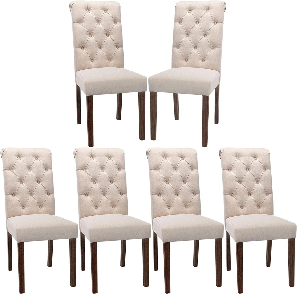 Dark Beige Textured Upholstered Parsons Dining Chairs