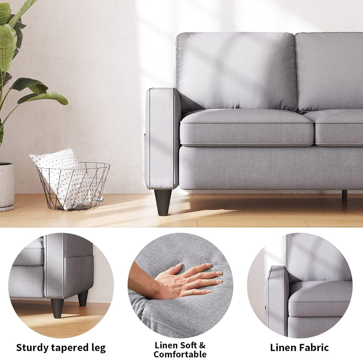 Contemporary Gray Sectional Sofa With Storage Ottoman