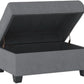 Dark Gray Upholstered Ottoman With Concealed Storage