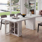 Extendable Dining Table White Marble Storage Compartment