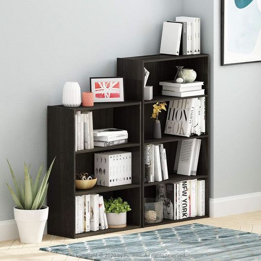 Espresso Four Tier Bookcase Bookshelf Storage Shelves