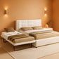 Beige Full Size Upholstered Platform Bed With Trundle
