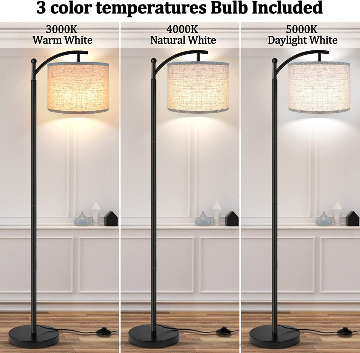 Contemporary Floor Lamp Featuring 3 Color Temperatures
