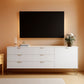 White Fluted TV Stand With Entertainment Center Storage