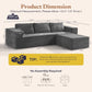106 Inches Modular Sectional Sofa Right Facing Grey